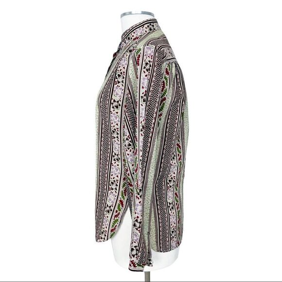 VINTAGE Retro Print Long Sleeve Button Down Top - Picture 4 of 15
